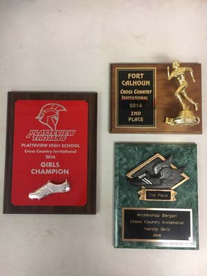 3 Cross country award plaques from 2016