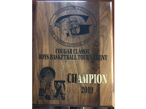 Cougar Classic Boys Basketball Tournament 2019 Champion plaque